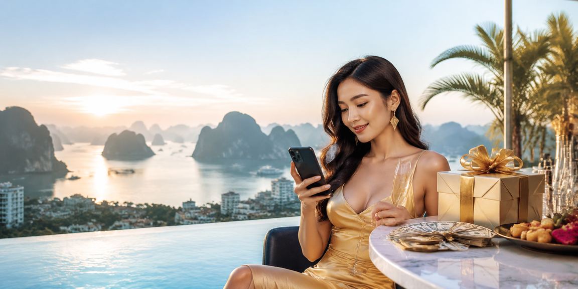 Người dùng rút thưởng casino qua điện thoại tại vịnh Hạ Long