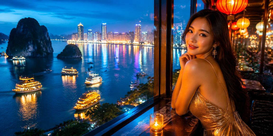Người chơi slots trên điện thoại tại vịnh Hạ Long